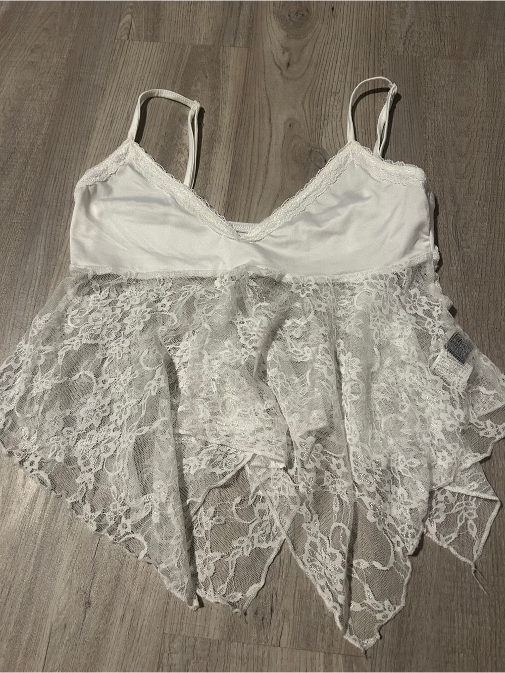 Lace Overlay White Cami Tank Top